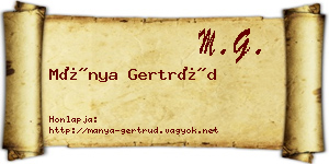 Mánya Gertrúd névjegykártya